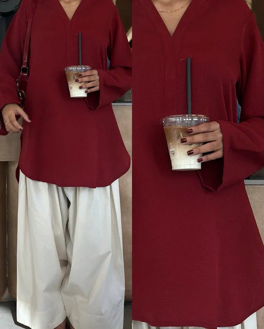Plain Kurti With Cotton Farshi trouser