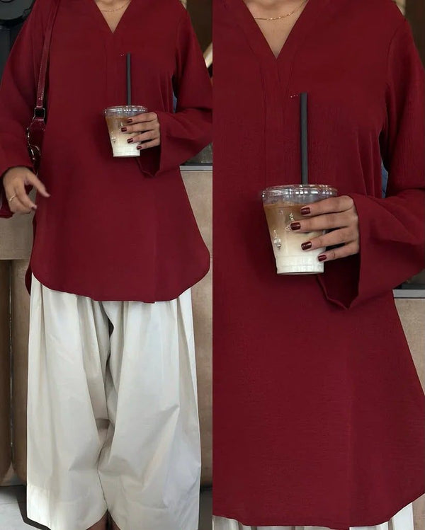 Plain Kurti With Cotton Farshi trouser