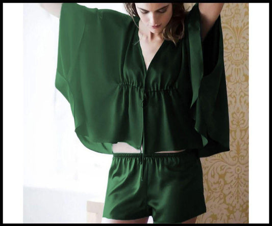 SILK MINI ROBE AND FRENCH KNICKERS SET