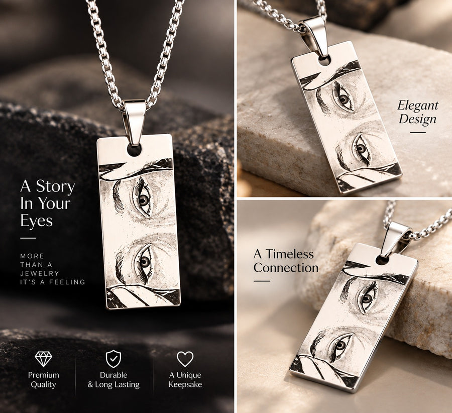 Custom Engraved Eyes Bar Necklace