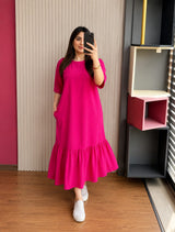 LONG LOOSE FRILL TOP TEE